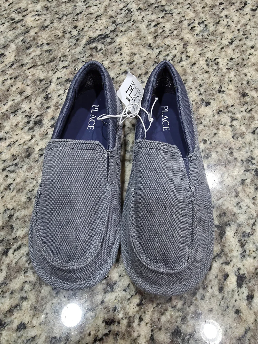 The Children's Place Boys Grey Canvas Slip-On Loafers / Boat Shoes